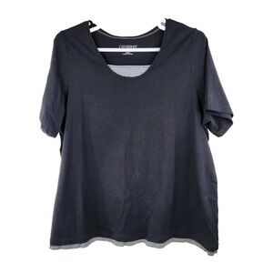 Catherine's Women's  1X 18/20w Short Sleeve Striped Accent Top Tunic